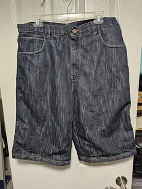 Vintage 90's Evisu Genes Jean Shorts Denim Baggy Men's 34x15 Multi Painted Loose